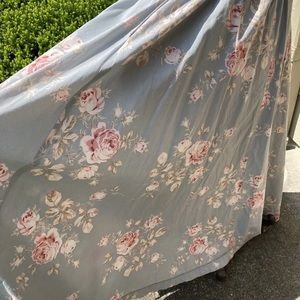 Ralph Lauren Soft Blue Pink Roses Cottagecore Shabby Romantic Cotton Skirt Sz 6